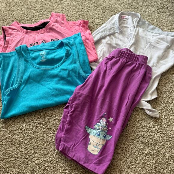 4 Piece LOT of Girls Size 14 - 16 Tank Tops Mandalorian Shorts Cardigan Summer - Picture 1 of 12